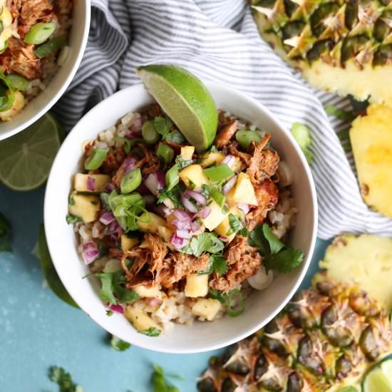 Hawaiian Pulled Pork Rice Bowls