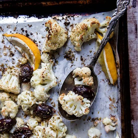 Roasted Cauliflower with Olives