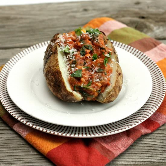 Sausage & Spinach Stuffed Potatoes