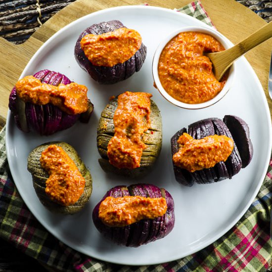 Hasselback Potatoes with Romesco