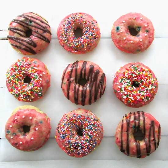 Funfetti Donuts & Strawberry Glaze