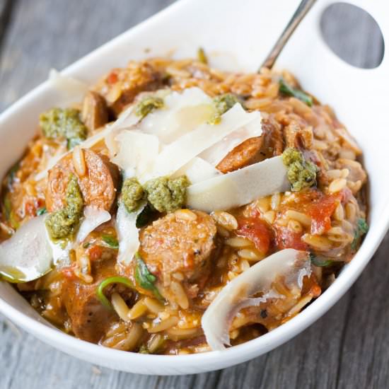 One-Pot Tomato & Pesto Orzo
