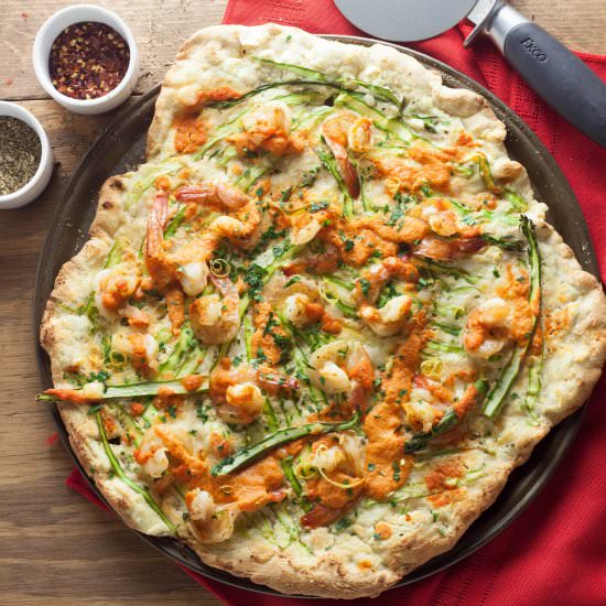 Shrimp and Asparagus Pizza