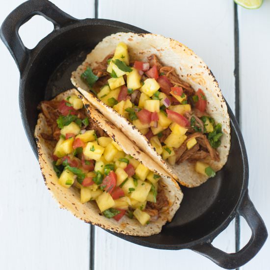Slow cooker pineapple carnitas taco