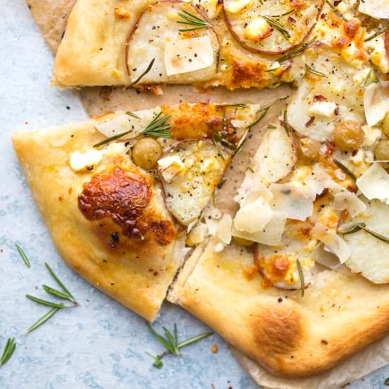 Potato Grape and Rosemary Pizza