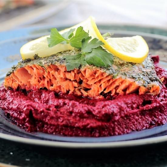 Herbed Salmon & Roasted Beet Mash