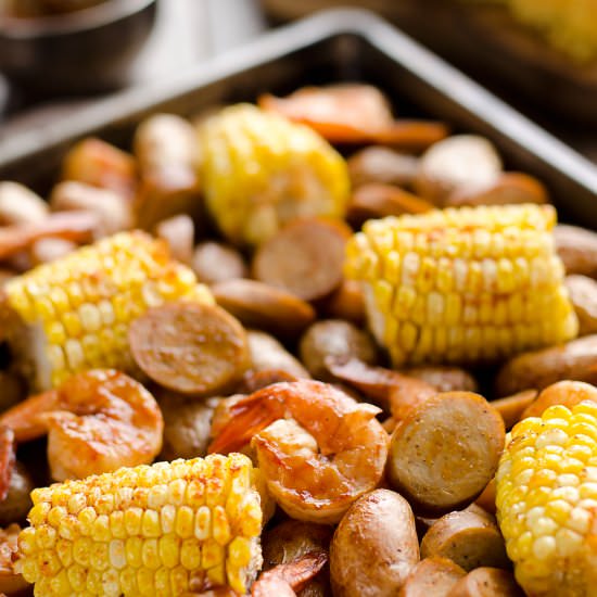 BBQ Shrimp & Sausage Pan Dinner