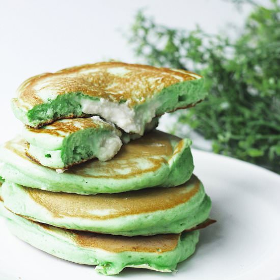 Pandan Pancakes and Coconut Custard