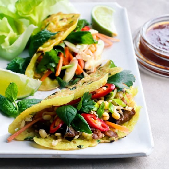 Vietnamese Bánh Xèo crepes