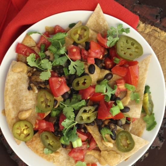 Puffy Nachos with Spicy Black Beans