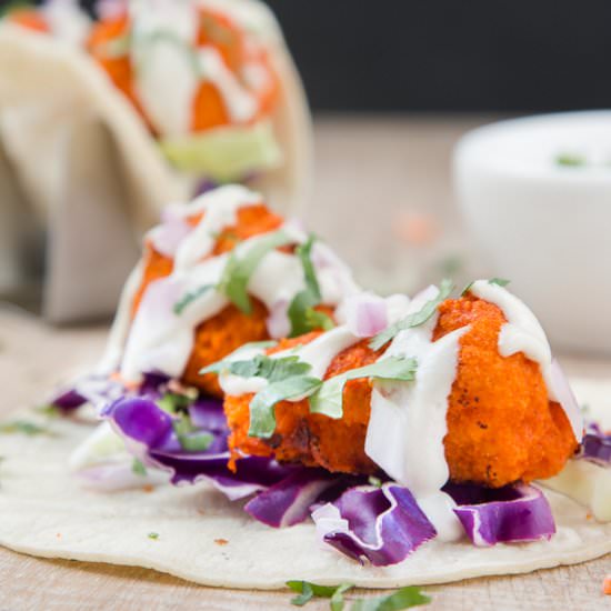 Vegan Buffalo Cauliflower Tacos