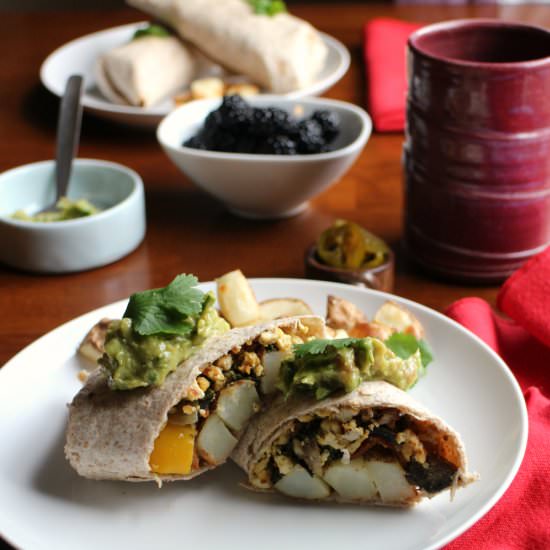 Breakfast burrito with potatoes