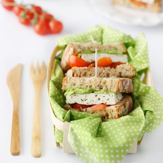 Tofu burger with avocado