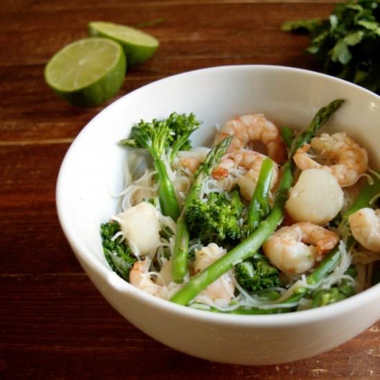 Seafood and asparagus stir fry