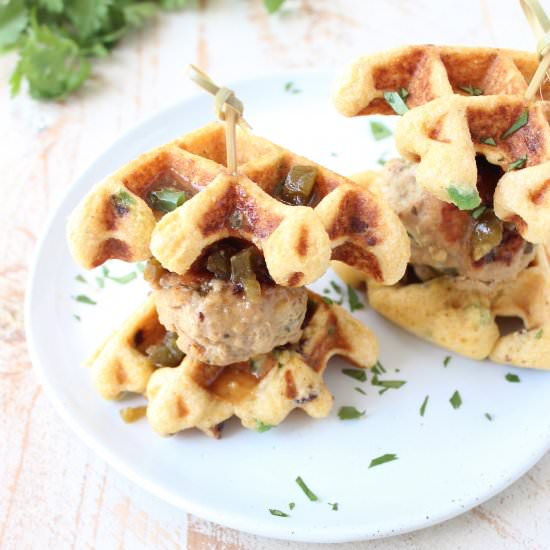 Chicken Meatball & Waffle Sliders
