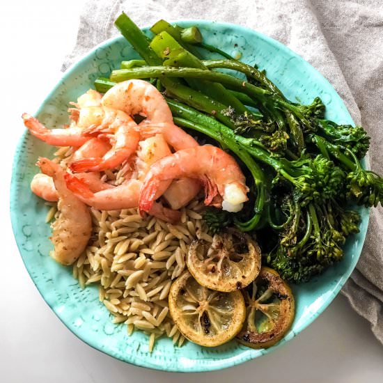 Lemon Shrimp Orzo Bowls