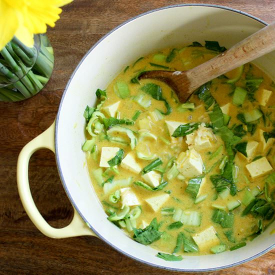 Curry Rice Soup with Tofu