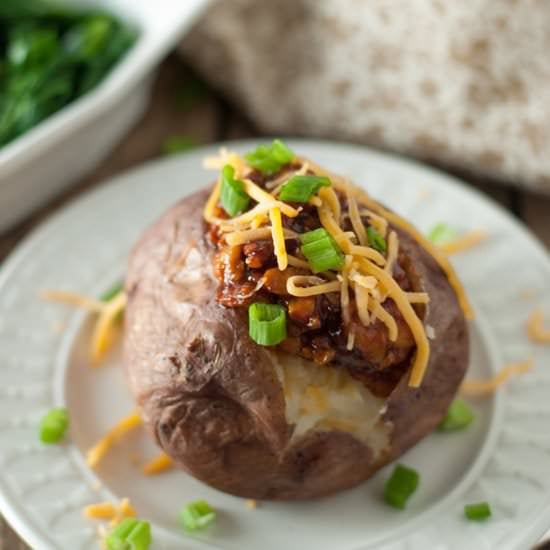 BBQ Tempeh Stuffed Baked Potatoes