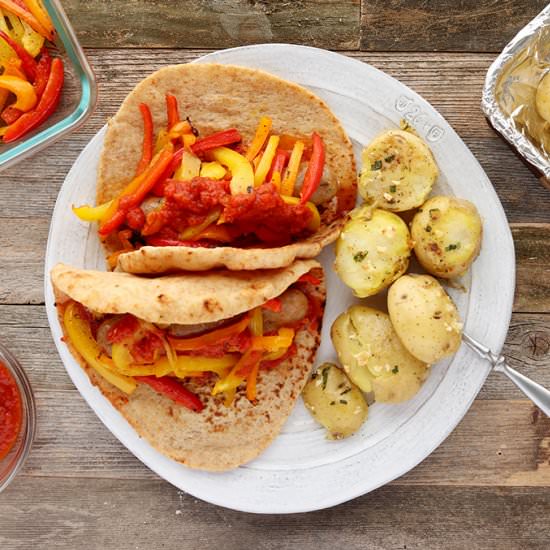 Sheet Pan Italian Sausage Gyros