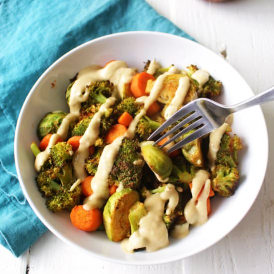 Roasted Veggies with Zesty Hummus