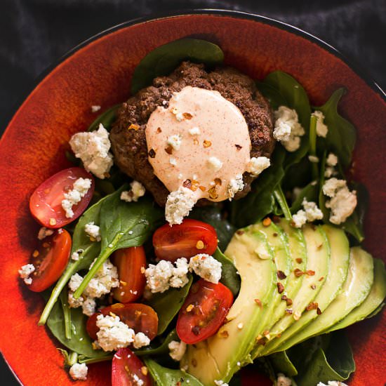 Low Carb Burger Bowl with Aioli