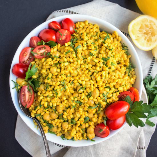 Curried Barley Chickpea Salad