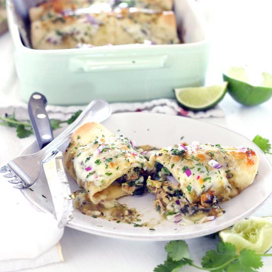 Chicken + Spinach Enchiladas Verdes