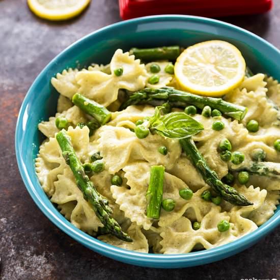 Vegan Pasta in Basil Lemon Sauce
