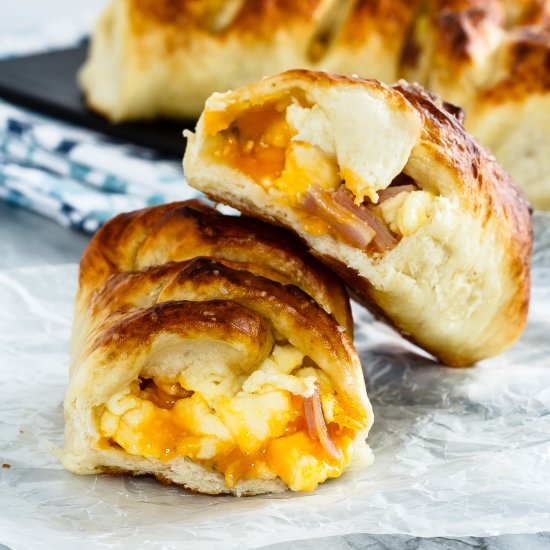 Ham, Egg, and Cheese Pretzel Rolls