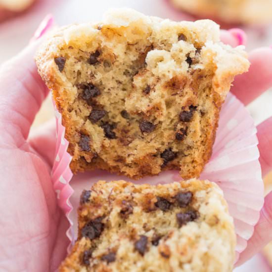 Banana Choc Chip Streusel Muffins