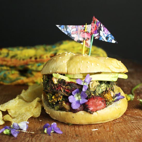 strawberry dandelion burger