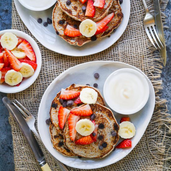 Vegan Choc Chip Banana Pancakes