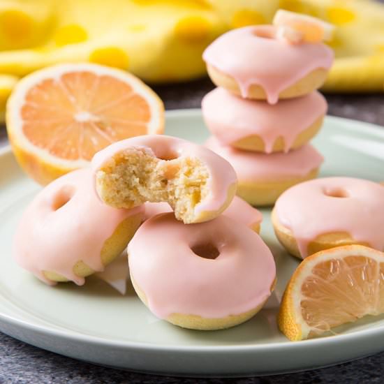 Mini Pink Lemon Baked Donuts