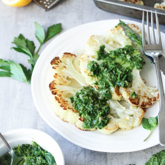 Cauliflower Steaks with Salsa Verde