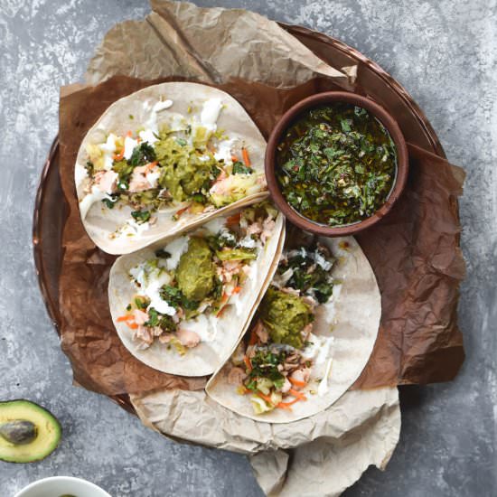 Chimichurri Salmon Tacos
