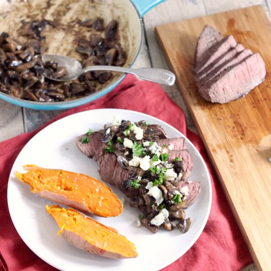 Steak with Blue Cheese Sauce