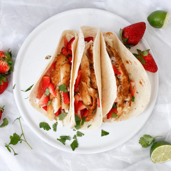 Strawberry Rhubarb Tilapia Tacos