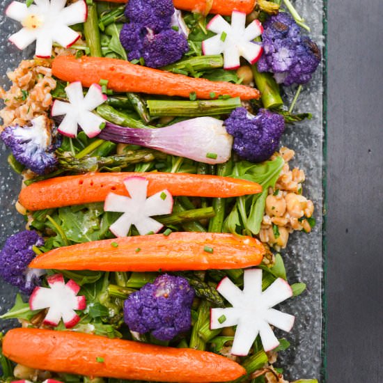 Spring Vegetables over Herbed Farro