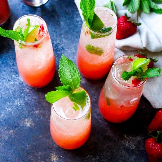 Strawberry Rhubarb Mojitos
