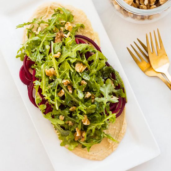 Beets with Hummus and Arugala