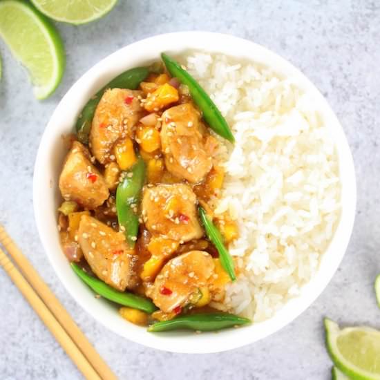 Mango Chicken Stir-Fry w/ Snap Peas