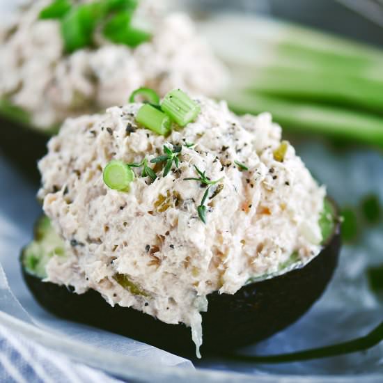Creamy Whole30 Tuna Avo Boats