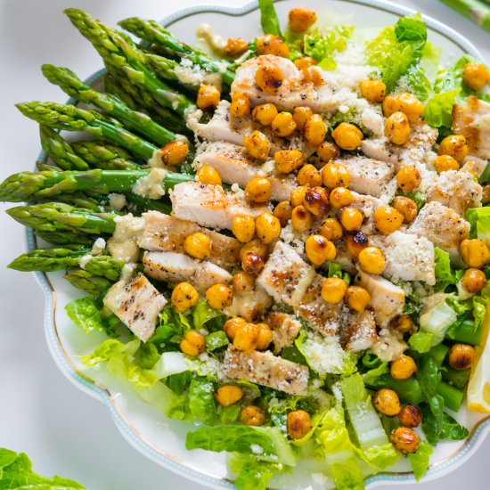 Chicken Caesar Salad with Asparagus