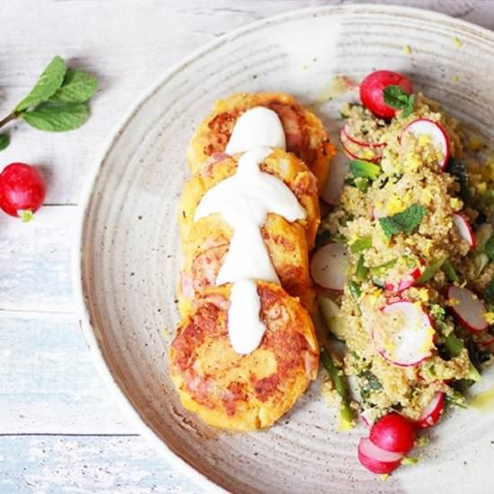 Pancetta sweet potato cakes
