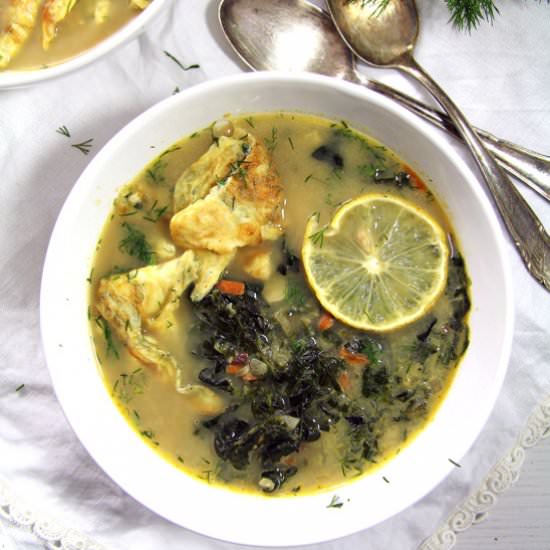 Romanian Spinach Soup with Omelet