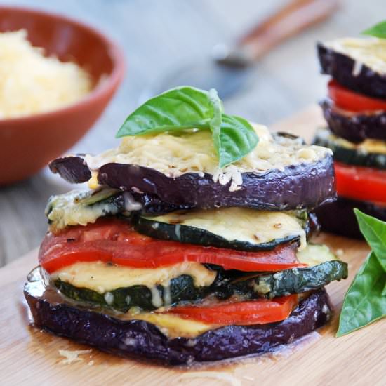 Grilled Eggplant & Gouda Stacks