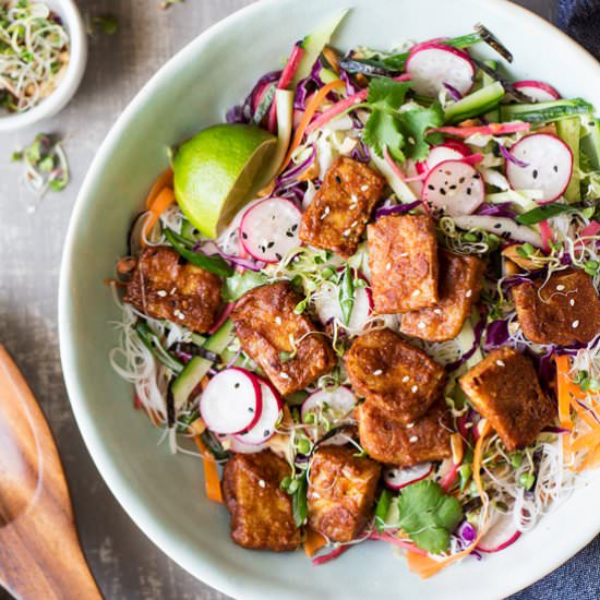 Asian slaw + peanut tofu