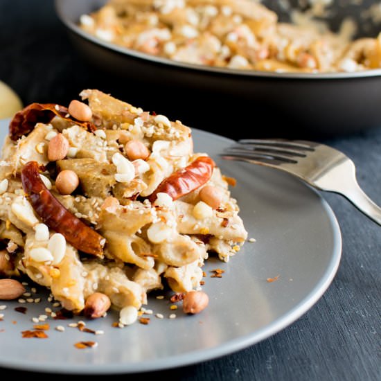 Spicy Peanut Sauce Seitan Pasta