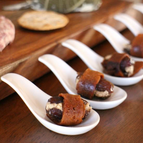 Seitan bacon wrapped dates