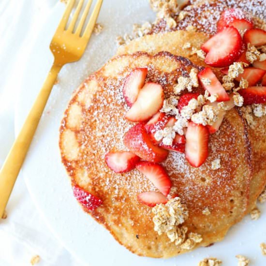 Strawberry Granola Pancakes